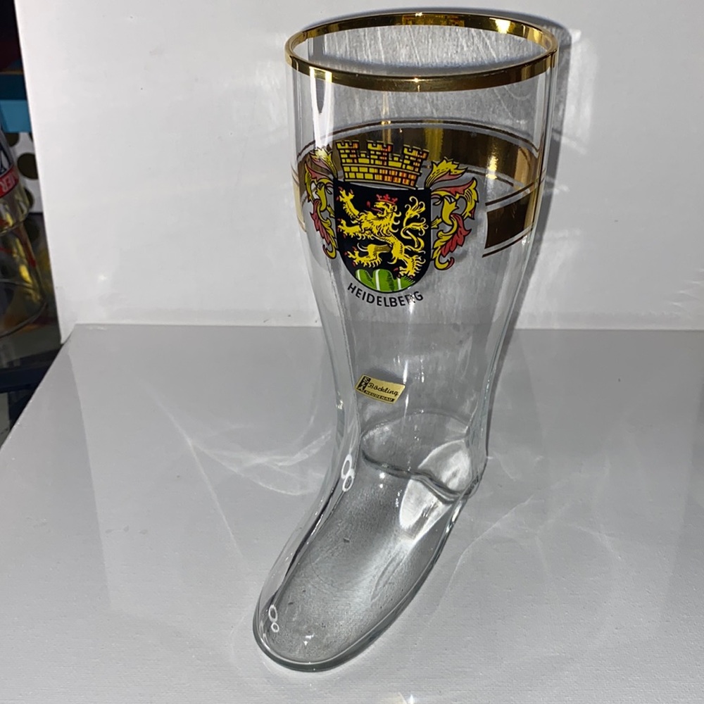 Heidelberg boot glass stein not used but displayed and has some wear on the gold
